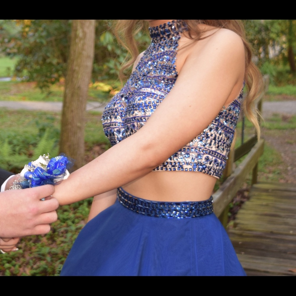 Sherri Hill Royal Blue 2 piece Prom Dress Size 2